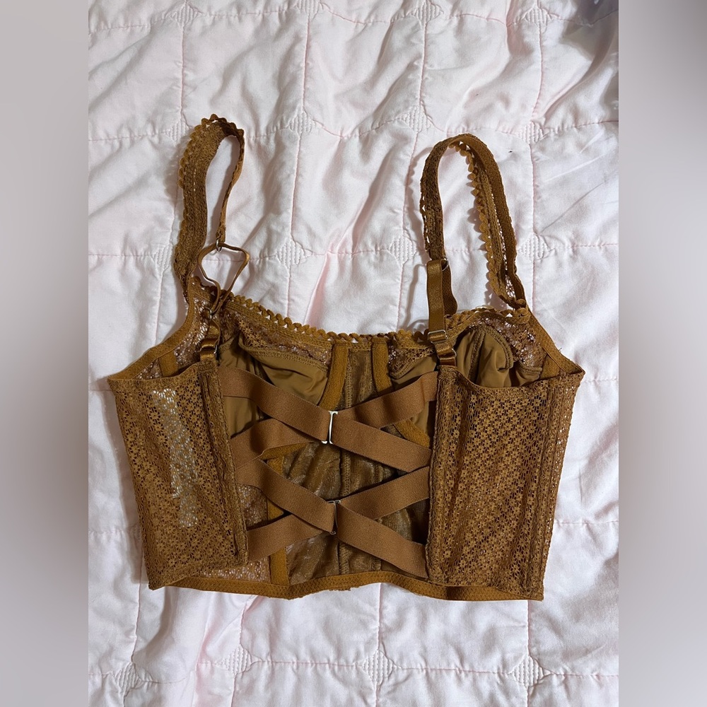 NEW Urban Outfitters small brown corset / bralette top - Picture 2 of 3